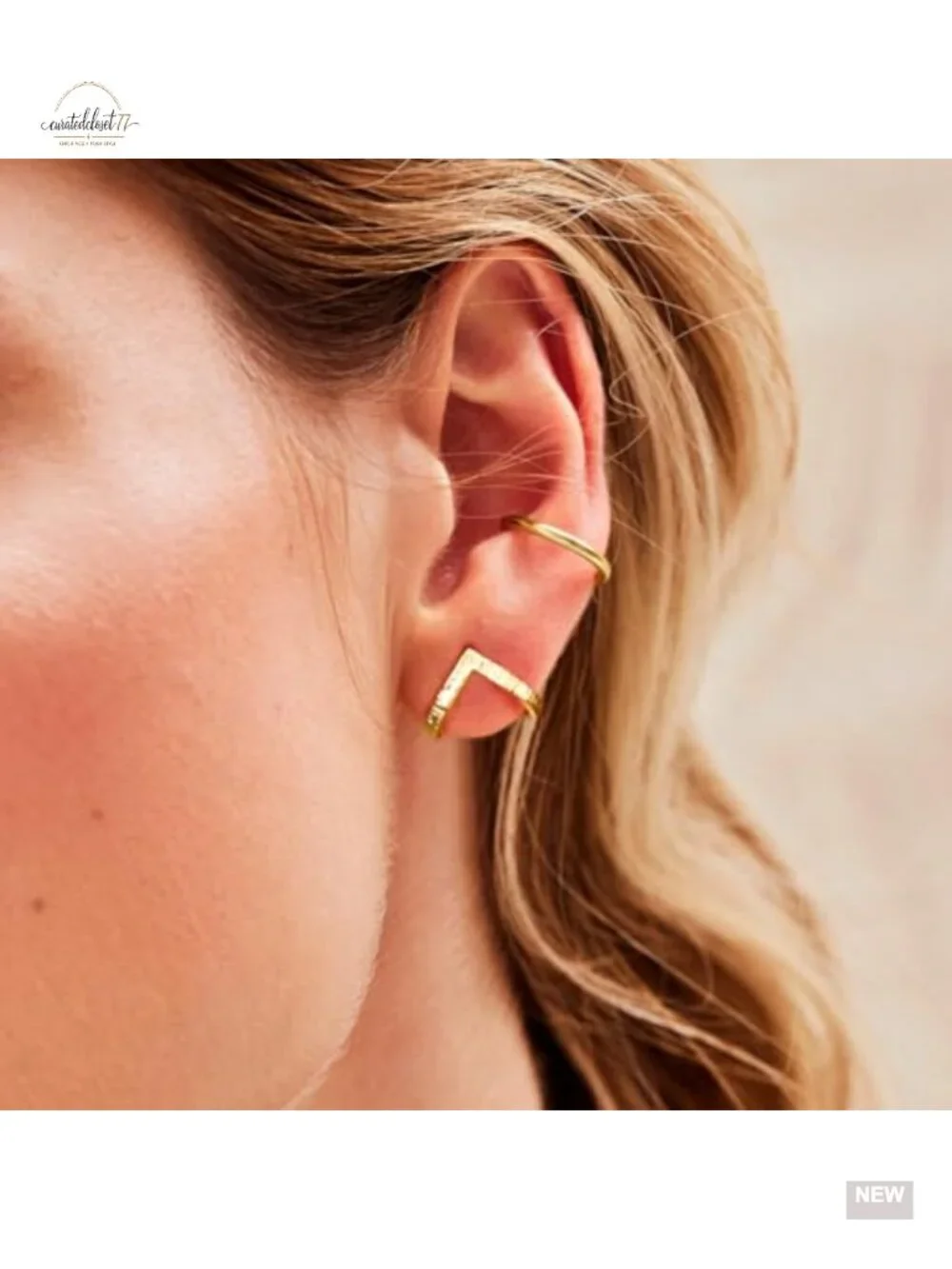 Gold Plated Triangular Stud Earrings Hypoallergenic Dainty Minimalist